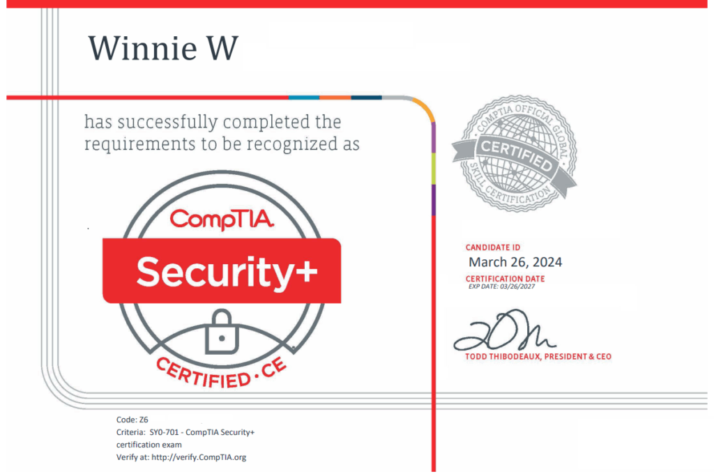 comptia s+ certificate